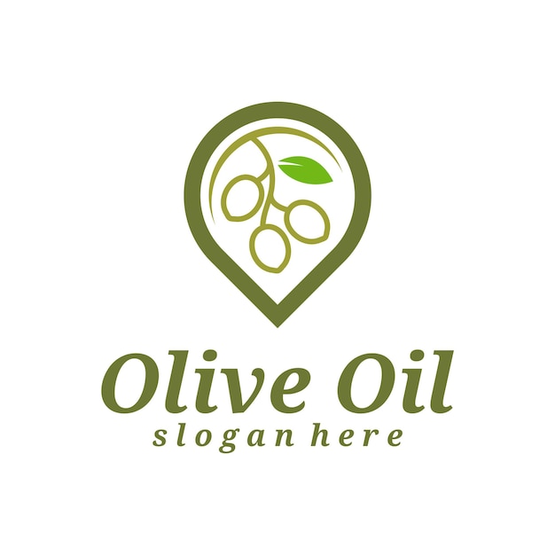 Ilustración vectorial del diseño del logotipo de aceite de oliva con puntos plantilla de concepto del logotipo del petróleo de oliva