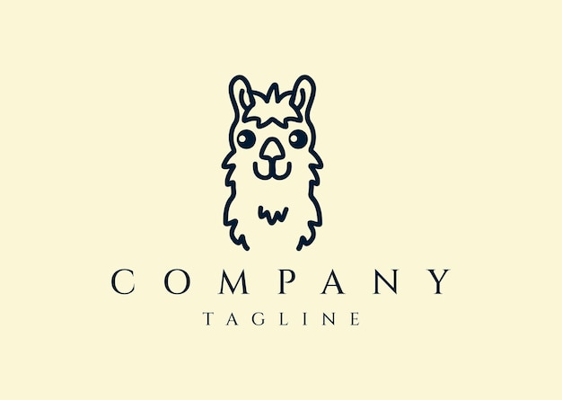 Ilustración vectorial del diseño del logotipo de Alpaca Line Style