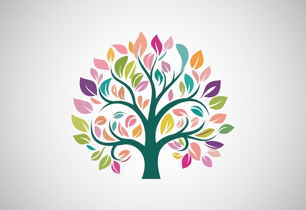 Ilustración vectorial del diseño del logotipo del árbol de la naturaleza concepto del logotipo de árbol de la vida