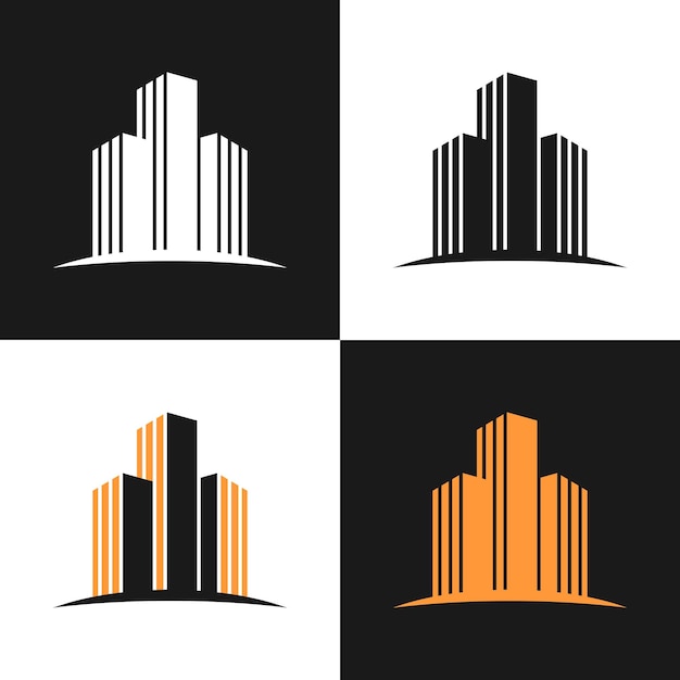 Ilustración vectorial del diseño del logotipo de la arquitectura del edificio
