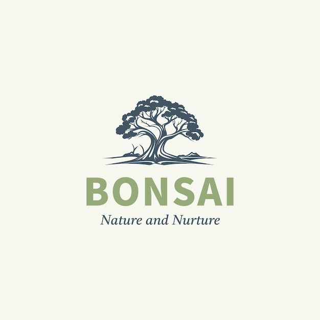 Ilustración vectorial del diseño del logotipo del bonsai