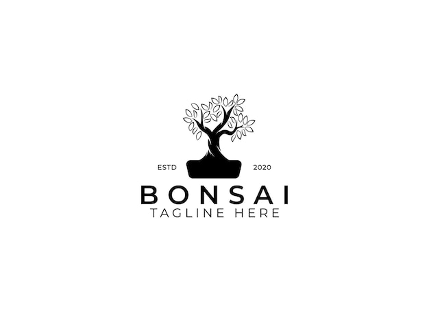 Ilustración vectorial del diseño del logotipo del bonsai