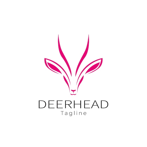 Ilustración vectorial del diseño del logotipo de la cabeza de ciervo