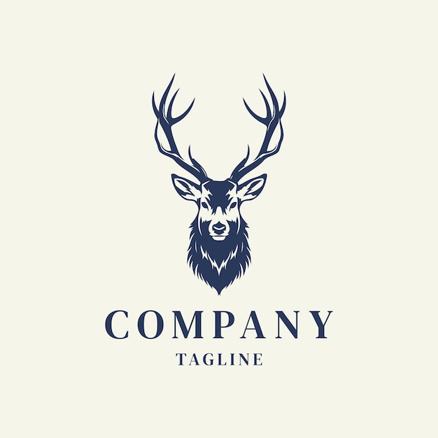 Ilustración vectorial del diseño del logotipo de la cabeza de ciervo