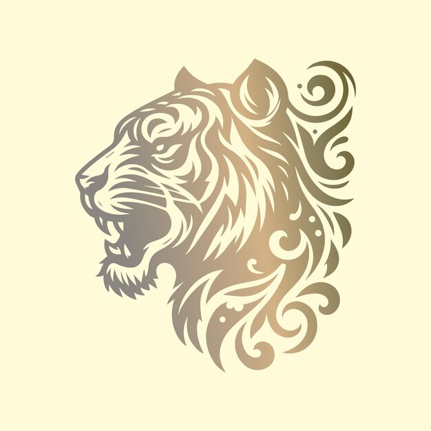 Vector ilustración vectorial del diseño del logotipo de cabeza de tigre degradado