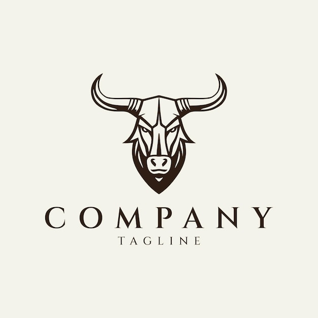 Ilustración vectorial del diseño del logotipo de la cabeza de toro