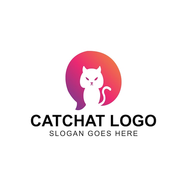 Ilustración vectorial del diseño del logotipo de chat de gatos