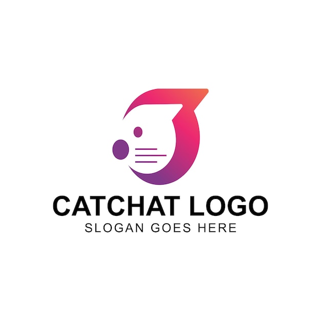 Ilustración vectorial del diseño del logotipo de chat de gatos