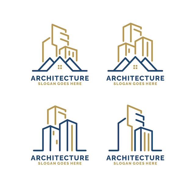 Ilustración vectorial del diseño del logotipo de la construcción de arquitectura inmobiliaria