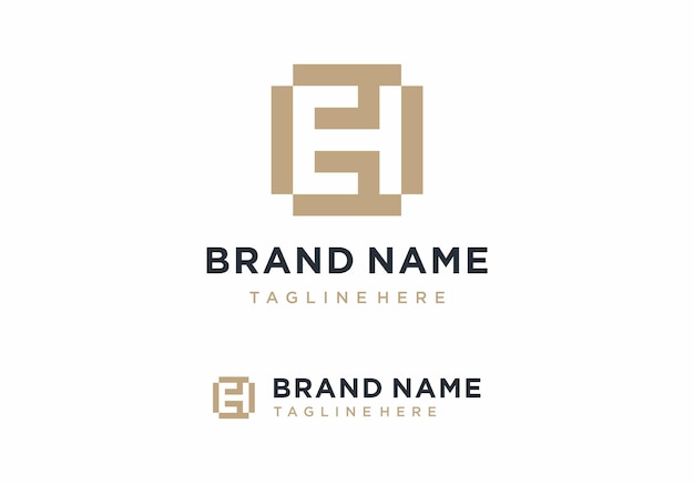 Ilustración vectorial del diseño del logotipo Creative Initial Letter EH