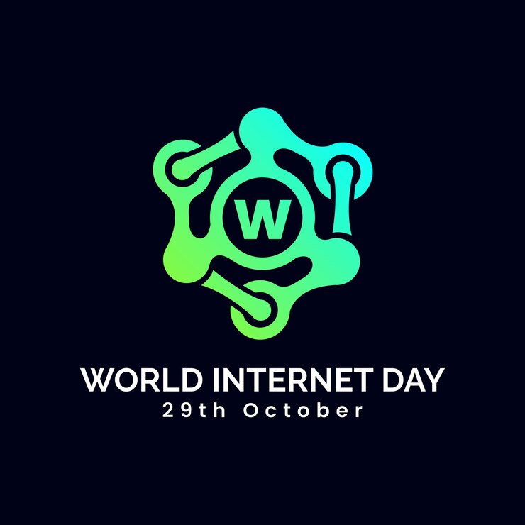 Vector ilustración vectorial del diseño del logotipo del día mundial de internet 29 de octubre