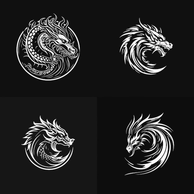Ilustración vectorial del diseño del logotipo del dragón