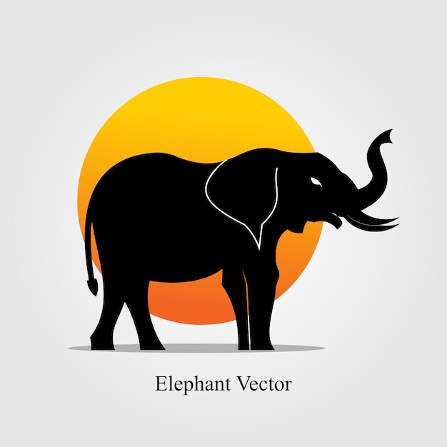 Ilustración vectorial del diseño del logotipo del elefante El elefante frente al sol Vector de ilustración