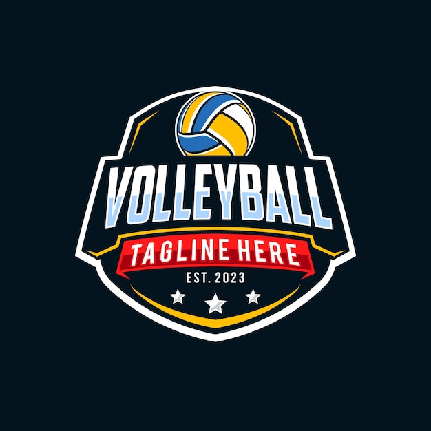 Ilustración vectorial del diseño del logotipo del emblema del equipo de voleibol