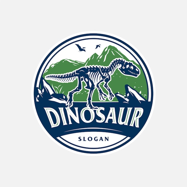 Ilustración vectorial del diseño del logotipo del esqueleto de dinosaurio