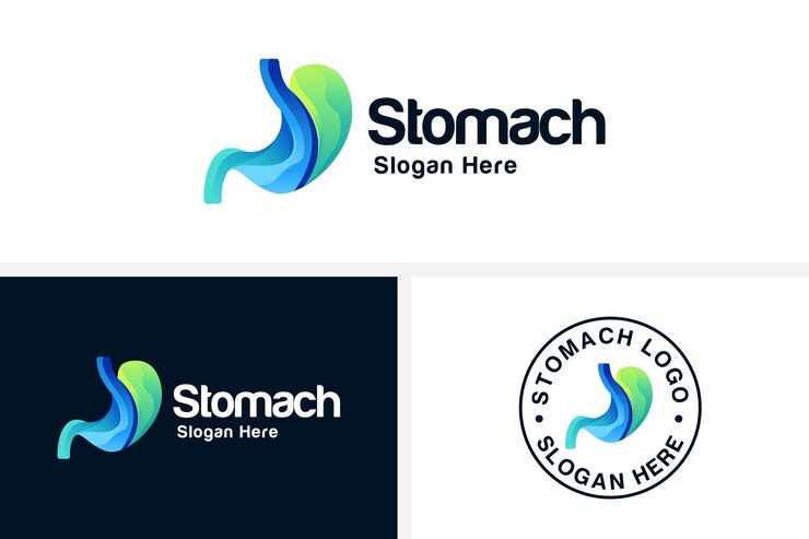 Ilustración vectorial del diseño del logotipo del estómago