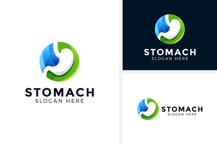 Ilustración vectorial del diseño del logotipo del estómago