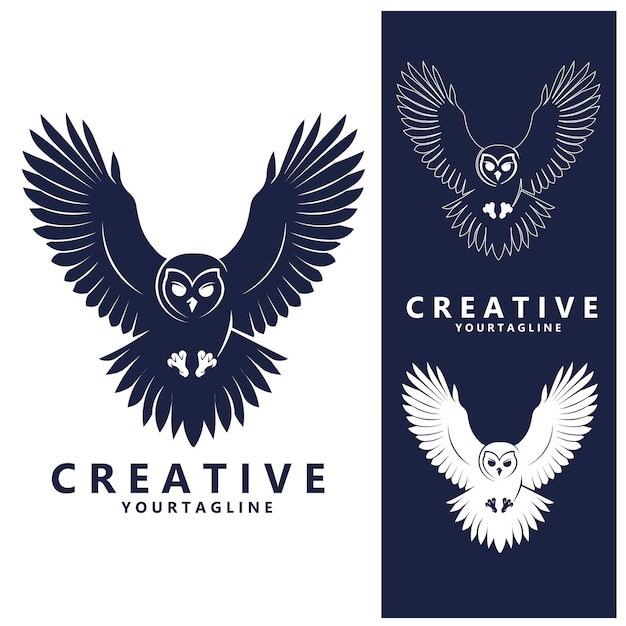 Ilustración vectorial del diseño del logotipo Flying Owl