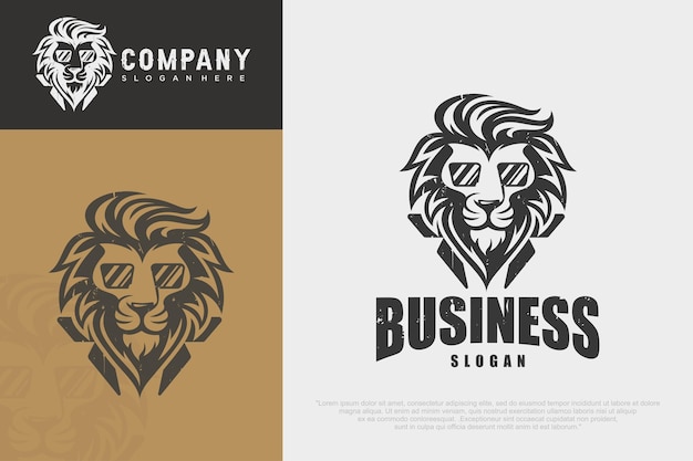 Ilustración vectorial del diseño del logotipo del icono de la cabeza de león