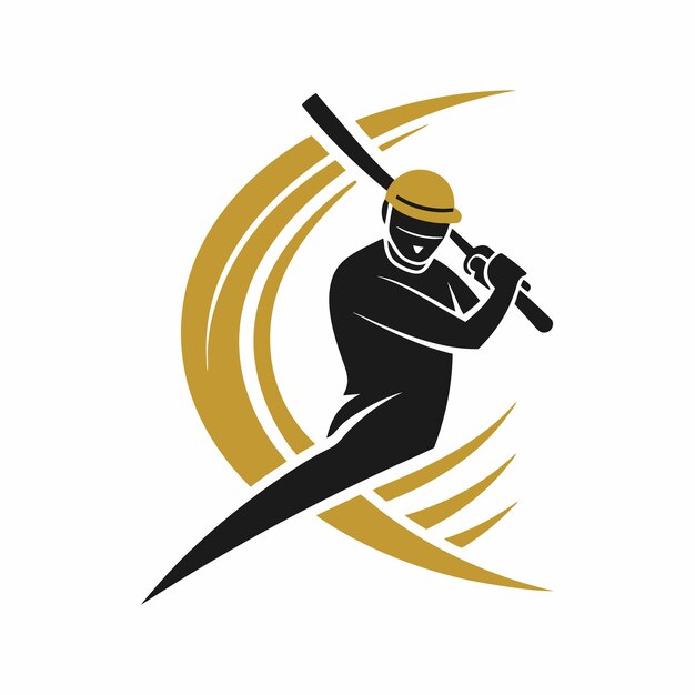 Ilustración vectorial del diseño del logotipo del jugador de cricket