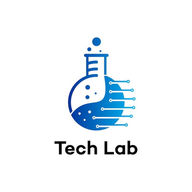 Ilustración vectorial del diseño del logotipo del laboratorio de tecnología