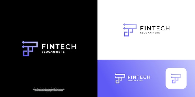 Ilustración vectorial del diseño del logotipo de la letra F minimalista Inicial geométrica F con símbolo de arte de líneas