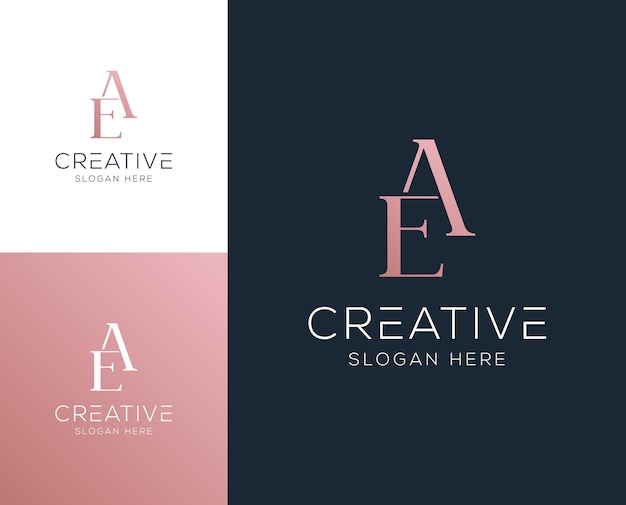 Ilustración vectorial del diseño del logotipo de la letra inicial EA AE