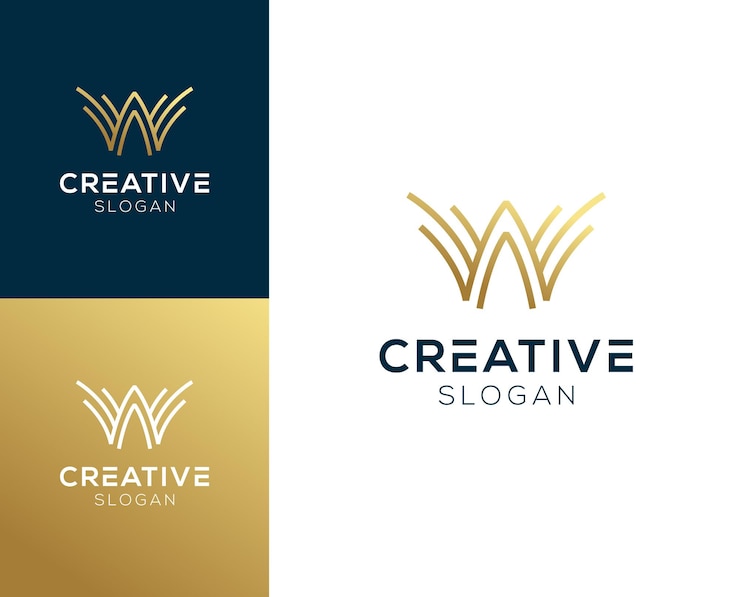 Vector ilustración vectorial del diseño del logotipo de la letra inicial w de lujo
