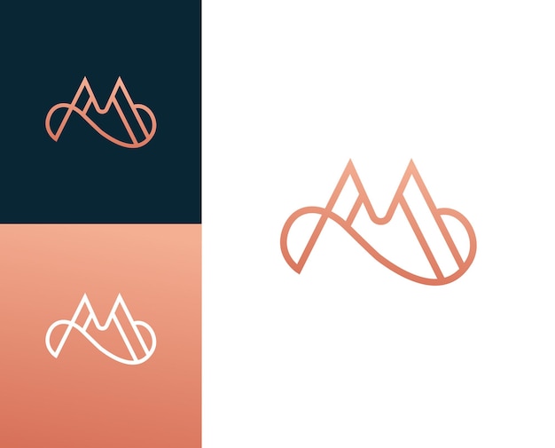 Ilustración vectorial del diseño del logotipo de línea abstracta de la letra M