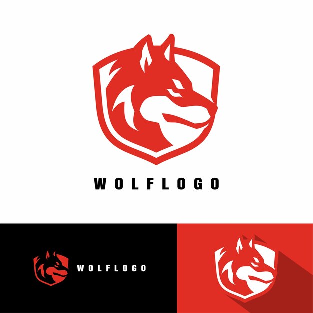 Ilustración vectorial del diseño del logotipo del lobo rojo