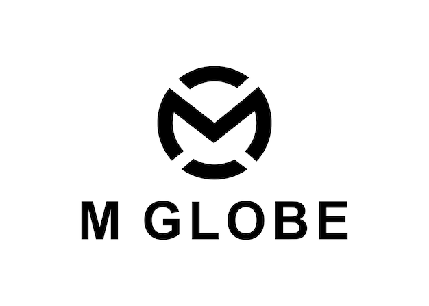 Vector ilustración vectorial del diseño del logotipo de m globe