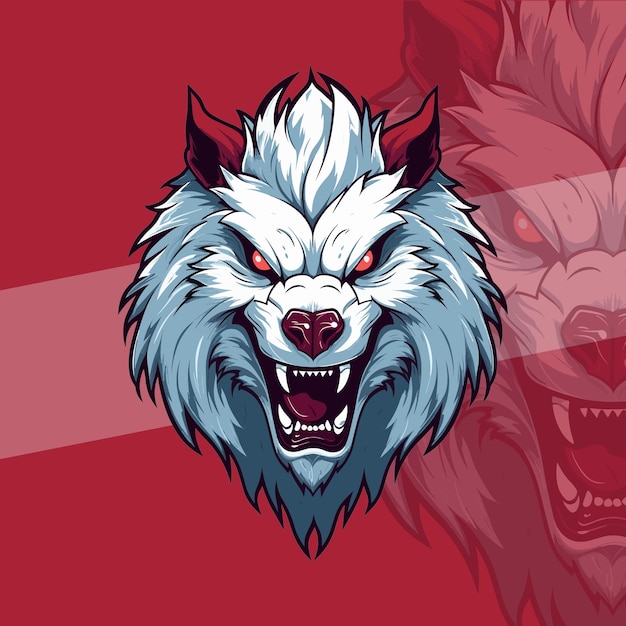 Ilustración vectorial de diseño de logotipo de mascota de hombres lobo para emblema de insignia e impresión de camisetas