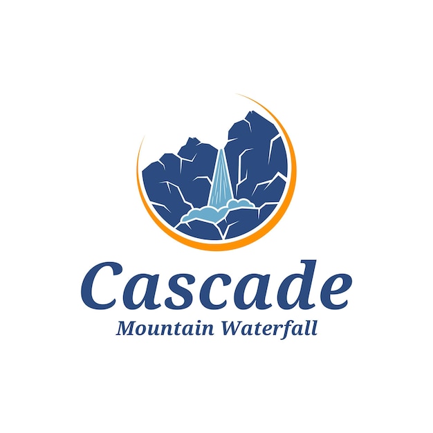 Ilustración vectorial del diseño del logotipo de Mountain Waterfall
