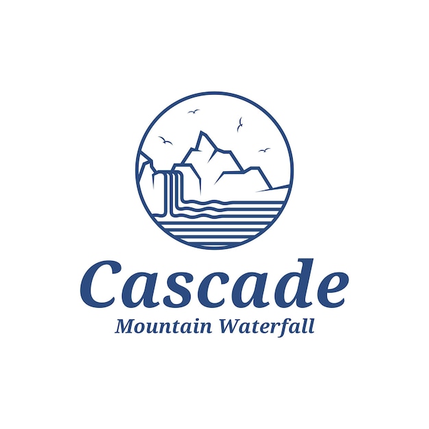 Ilustración vectorial del diseño del logotipo de Mountain Waterfall