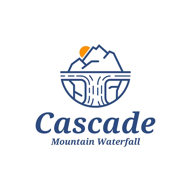 Ilustración vectorial del diseño del logotipo de Mountain Waterfall