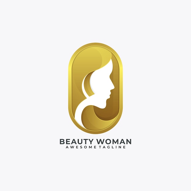 Ilustración vectorial del diseño del logotipo de la mujer de belleza