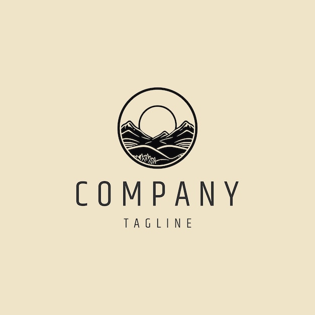 Ilustración vectorial del diseño del logotipo del paisaje