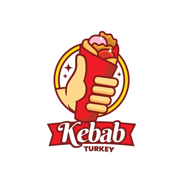 Vector ilustración vectorial del diseño del logotipo del pavo kebab