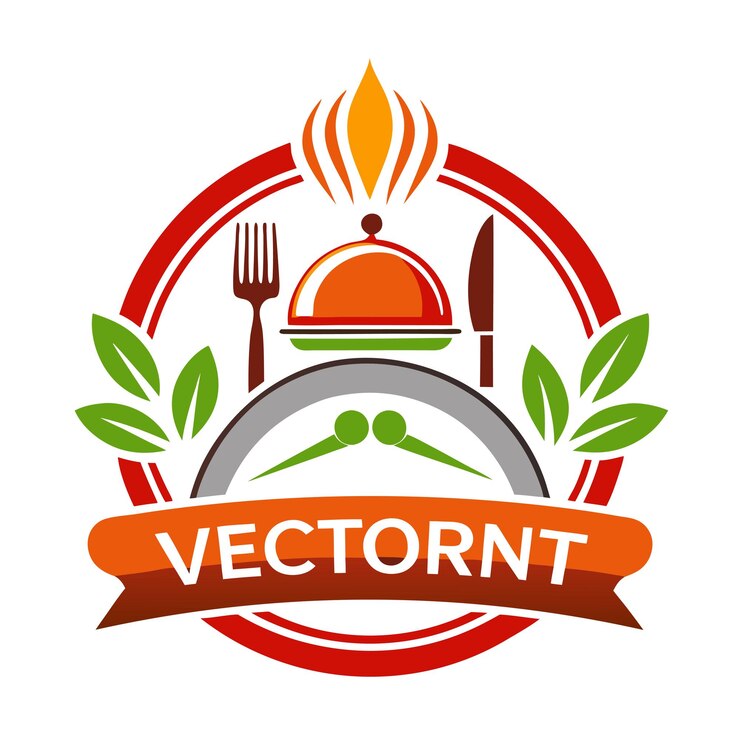 Vector ilustración vectorial del diseño del logotipo del restaurante con fondo blanco
