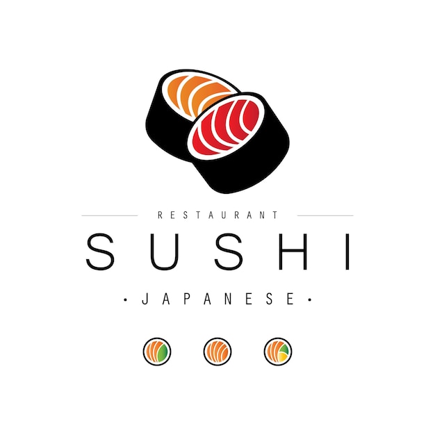Ilustración vectorial del diseño del logotipo del restaurante de sushi japonés