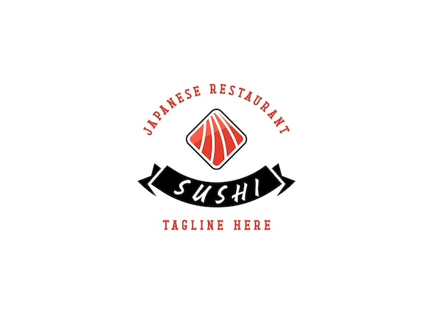 Ilustración vectorial del diseño del logotipo del restaurante de sushi tradicional japonés