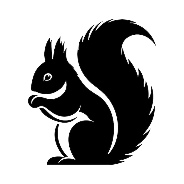Ilustración vectorial del diseño del logotipo de la silueta de la ardilla