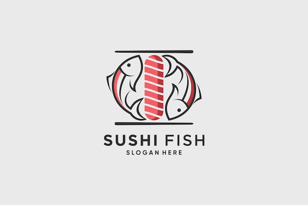 Ilustración vectorial de diseño de logotipo de sushi para restaurante con palillos y idea creativa