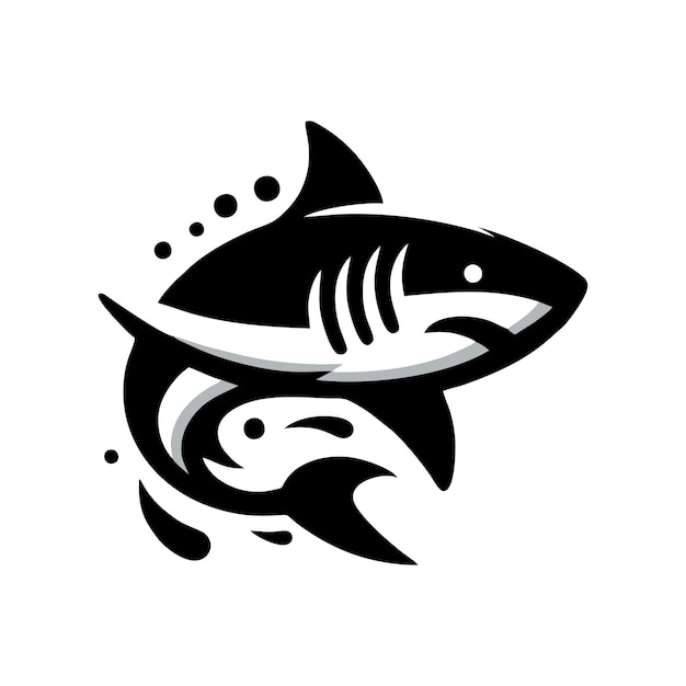 Ilustración vectorial del diseño del logotipo del tiburón tiburón negro