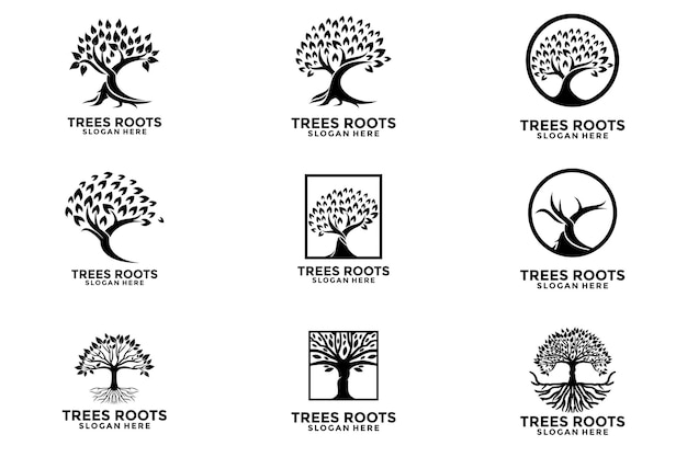 Ilustración vectorial del diseño del logotipo de Trees and Roots