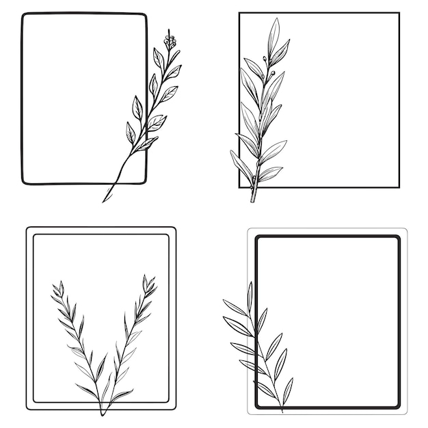Ilustración vectorial de diseño de marco floral con flores y hojas
