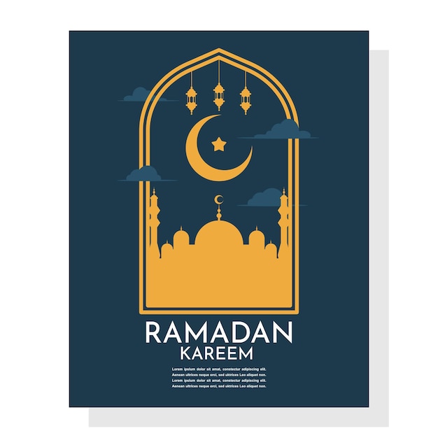 Ilustración vectorial Diseño minimalista moderno de Ramadan Kareem o tarjeta de felicitación de Ramadan Kariem