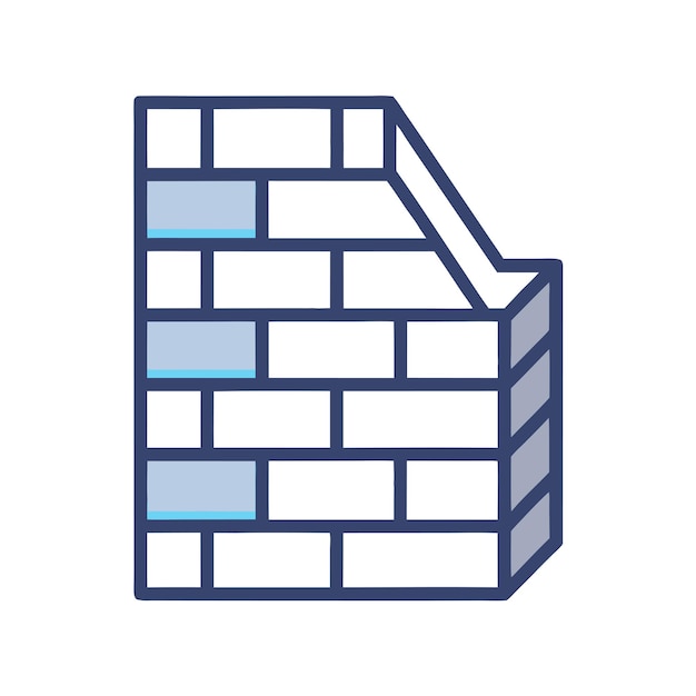 Ilustración vectorial de diseño de pared de ladrillo en fondo blanco
