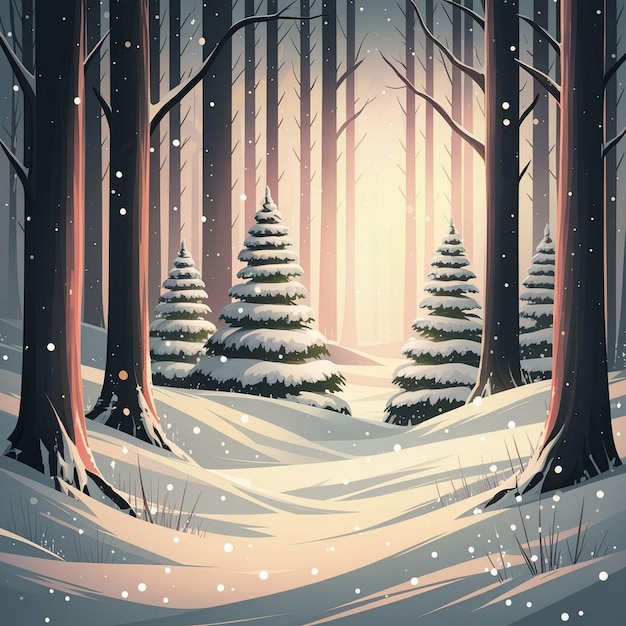 Vector ilustración vectorial de diseño de piezas de arte forestal de invierno