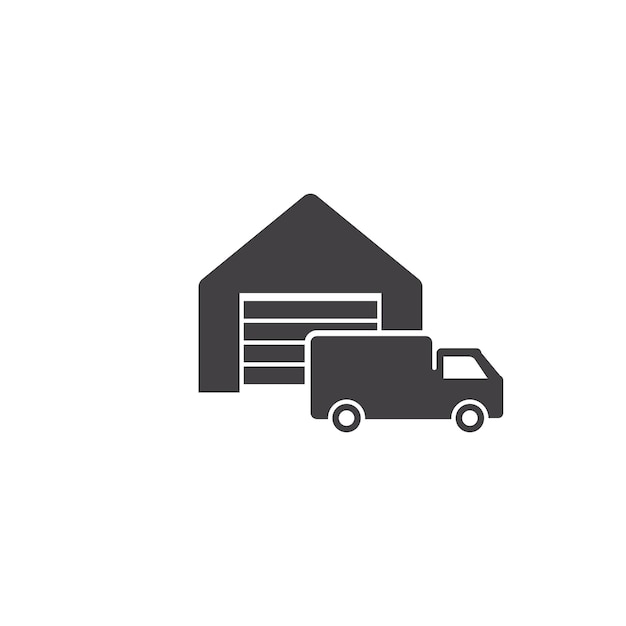 Ilustración vectorial del diseño plano de un almacén de envío